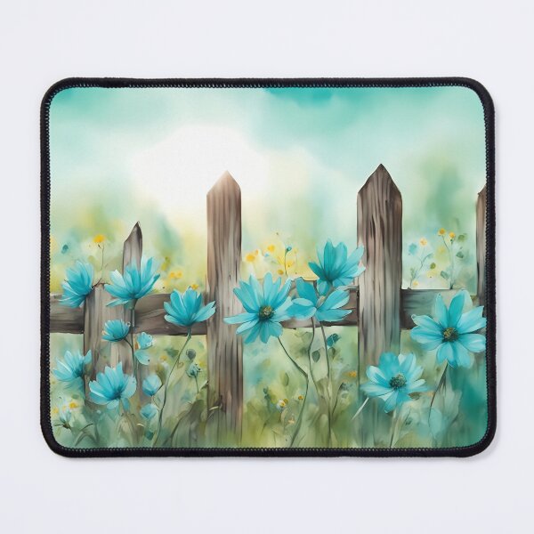 Item preview, Turquoise Flowers by Wooden Fence designed and sold by CalmnessbyChoice.