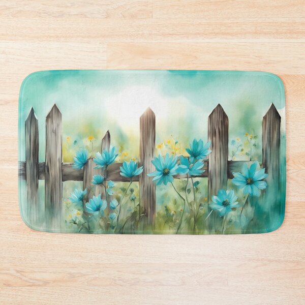 Item preview, Turquoise Flowers by Wooden Fence designed and sold by CalmnessbyChoice.