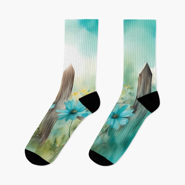 Item preview, Turquoise Flowers by Wooden Fence designed and sold by CalmnessbyChoice.