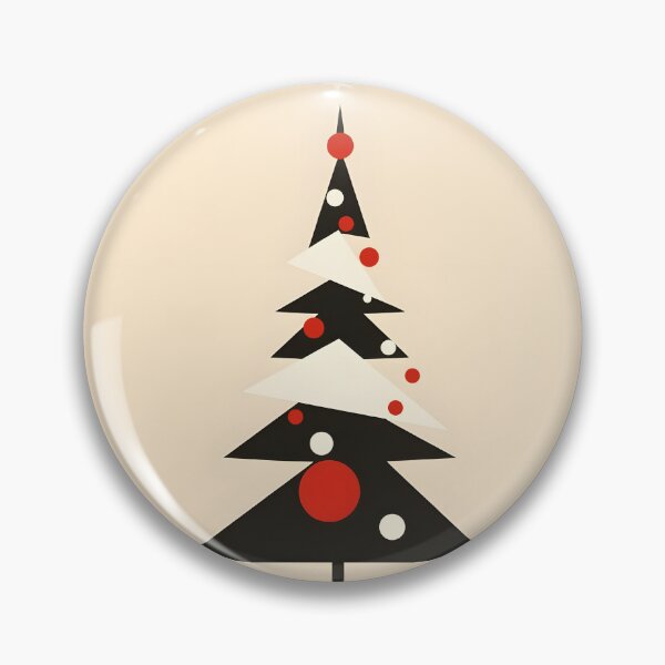 Item preview, Bauhaus Minimalist Christmas Tree – Black and White with Red and White Ornaments designed and sold by EmeraldeaDesign.