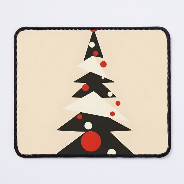 Item preview, Bauhaus Minimalist Christmas Tree – Black and White with Red and White Ornaments designed and sold by EmeraldeaDesign.