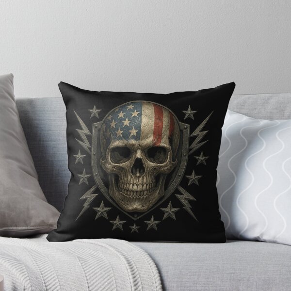 Item preview, American shield skull with lightning bolts designed and sold by LaNadaYFundante.