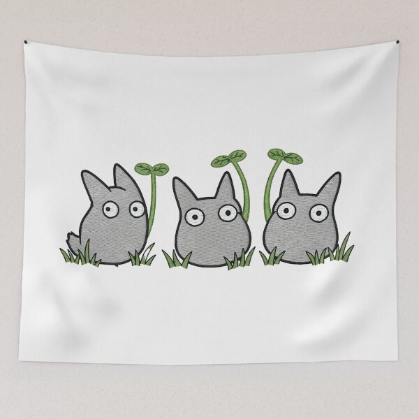 Item preview, Chibi Totoro & White Totoro with Big Leaves - Studio Ghibli Inspired designed and sold by tarzbol.