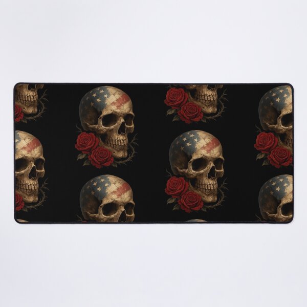 Item preview, Vintage American skull with two roses designed and sold by LaNadaYFundante.
