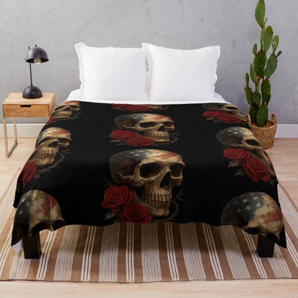Item preview, Vintage American skull with two roses designed and sold by LaNadaYFundante.