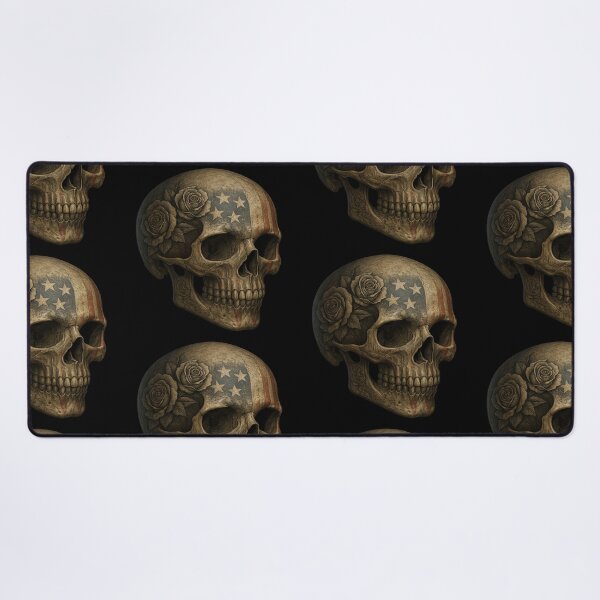 Item preview, American skull with carved roses designed and sold by LaNadaYFundante.