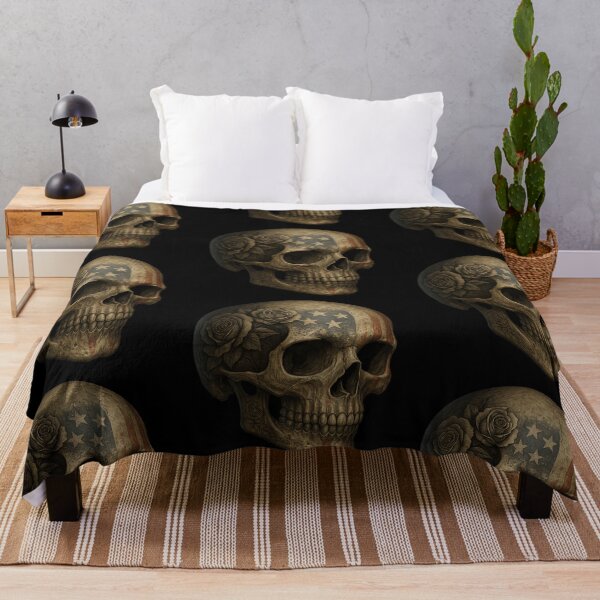 Item preview, American skull with carved roses designed and sold by LaNadaYFundante.
