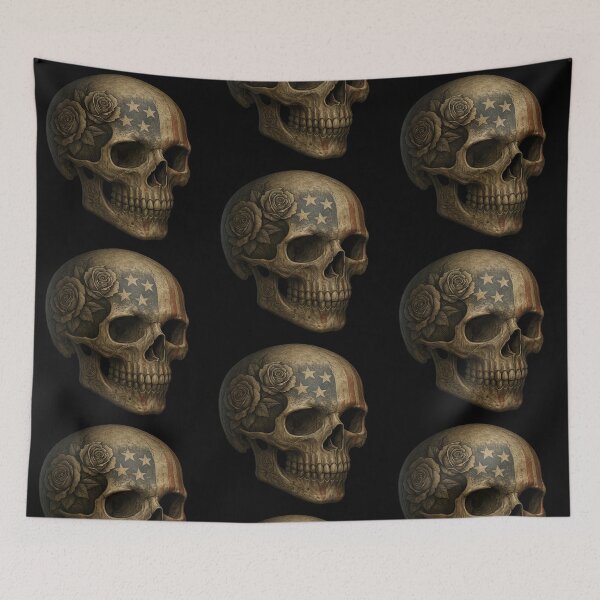 Item preview, American skull with carved roses designed and sold by LaNadaYFundante.