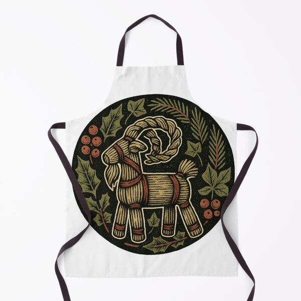 Item preview, Yule Goat Dark Cottagecore Winter Solstice Woodcut designed and sold by StickyGuys.