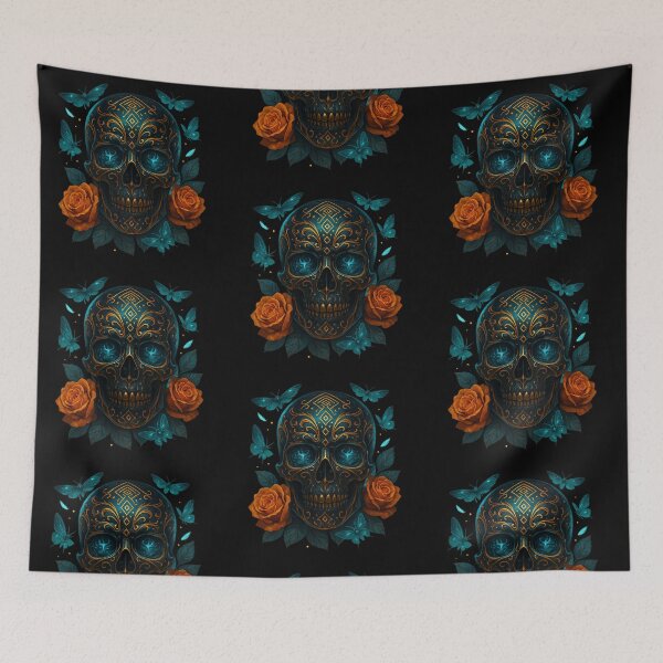 Item preview, Butterfly skull with roses designed and sold by LaNadaYFundante.