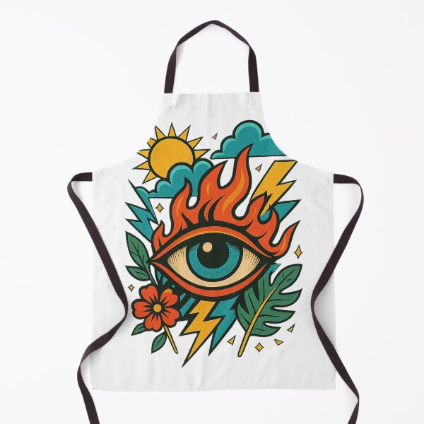 Item preview, Surreal Flaming Eye Illustration with Sun, Lightning & Nature Elements designed and sold by THE JIZU SHOP.