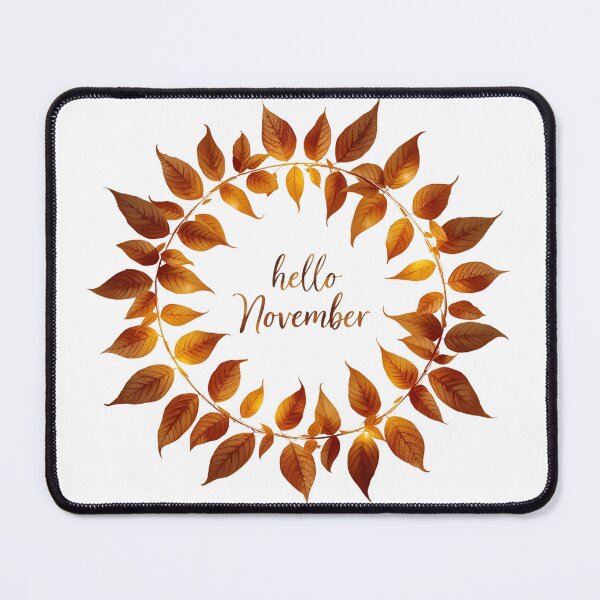 Item preview, Hello November, Autumn Golden Brown Leaves Monthly Calendar Sticker designed and sold by Moodune.