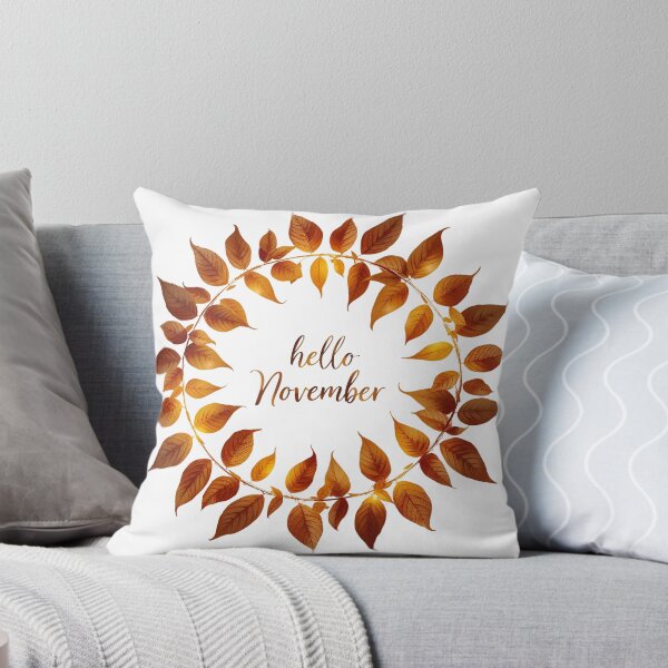 Item preview, Hello November, Autumn Golden Brown Leaves Monthly Calendar Sticker designed and sold by Moodune.