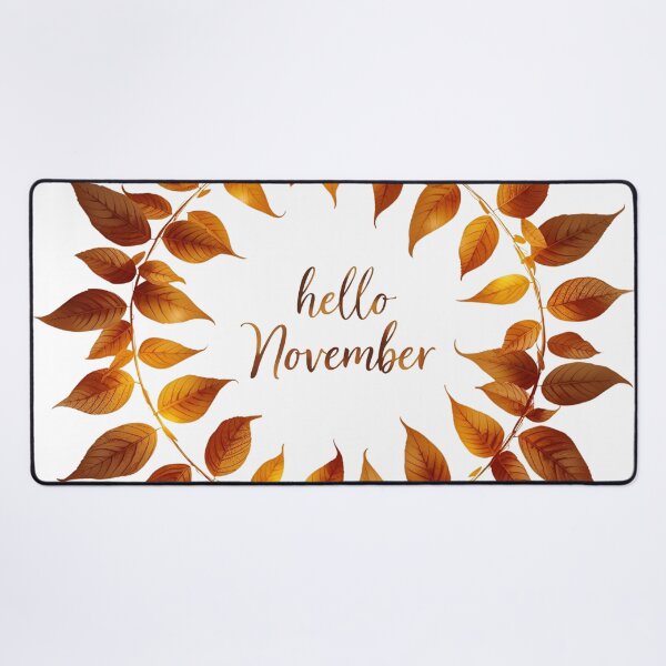 Item preview, Hello November, Autumn Golden Brown Leaves Monthly Calendar Sticker designed and sold by Moodune.