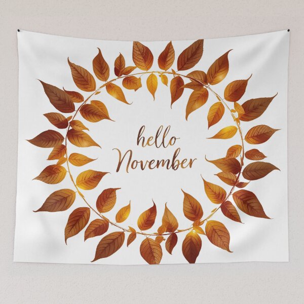 Item preview, Hello November, Autumn Golden Brown Leaves Monthly Calendar Sticker designed and sold by Moodune.