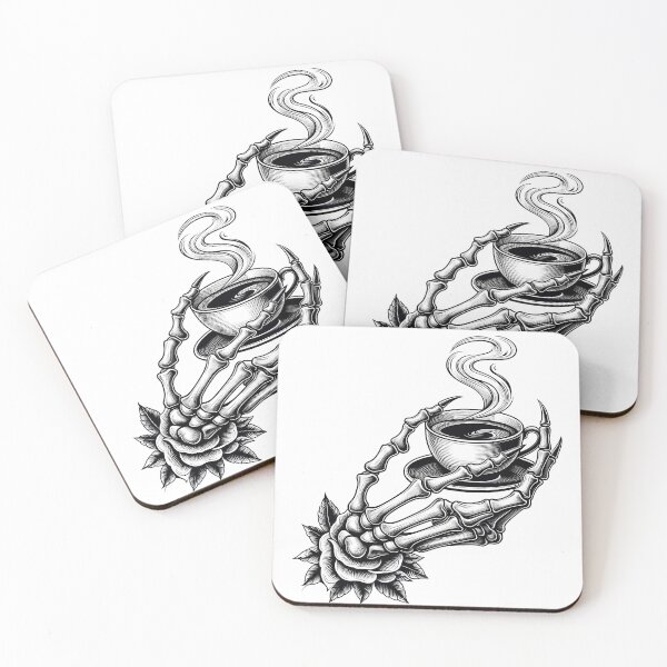Item preview, Death Before Decaf Skeleton Hand Holding Coffee designed and sold by oynipshop.