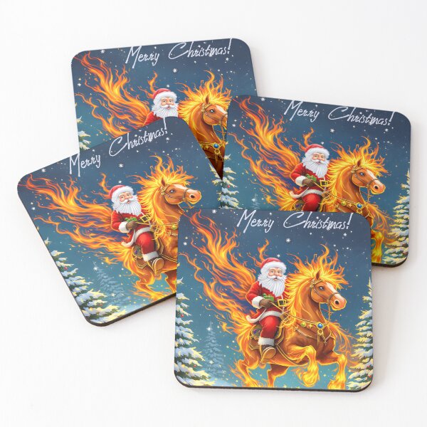 Item preview, Santa Claus on a fiery horse!, Year of the Fire Horse, Happy New Year and Merry Christmas! fire on black background designed and sold by orthodox-icon.