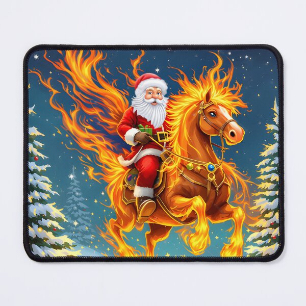 Item preview, Santa Claus on a fiery horse!, Year of the Fire Horse, Happy New Year and Merry Christmas! fire on black background designed and sold by orthodox-icon.