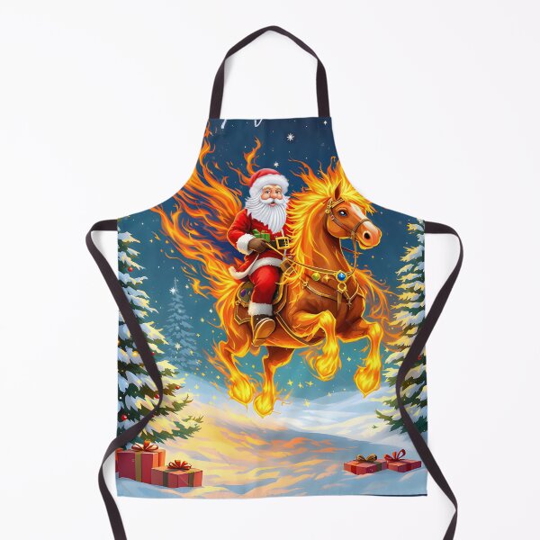 Item preview, Santa Claus on a fiery horse!, Year of the Fire Horse, Happy New Year and Merry Christmas! fire on black background designed and sold by orthodox-icon.