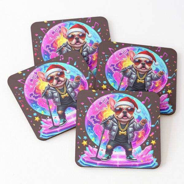 Item preview, Christmas Hip-Hop Star Frenchie | Cool Dog Singer with Mic & Swag designed and sold by E-SarnEdge.
