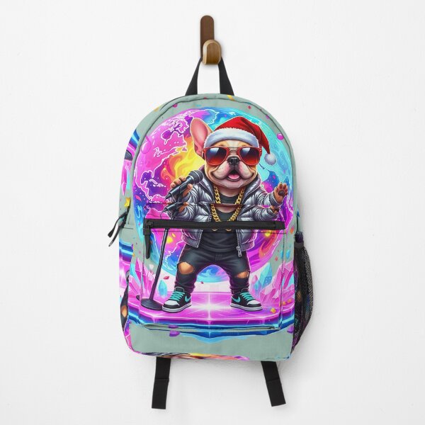 Item preview, Christmas Hip-Hop Star Frenchie | Cool Dog Singer with Mic & Swag designed and sold by E-SarnEdge.