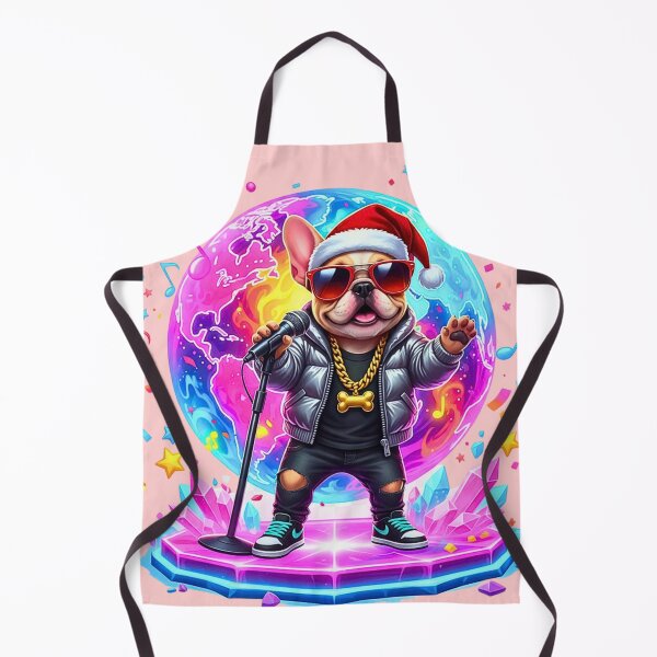 Item preview, Christmas Hip-Hop Star Frenchie | Cool Dog Singer with Mic & Swag designed and sold by E-SarnEdge.