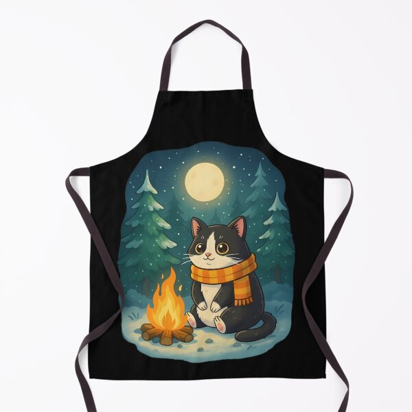 Item preview, Cozy Cat Campfire Winter Night Full Moon designed and sold by k3rstman1.