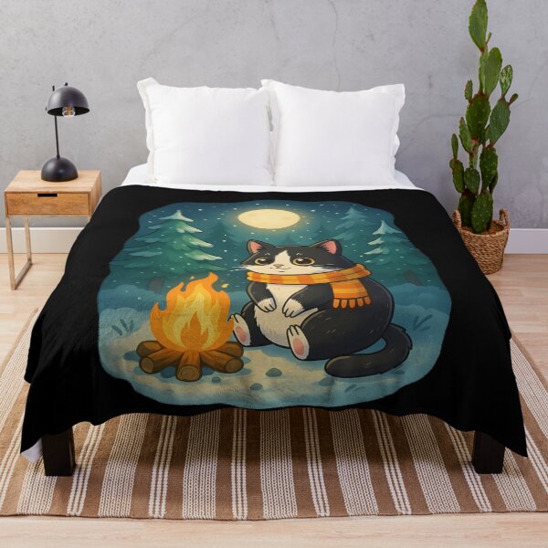 Item preview, Cozy Cat Campfire Winter Night Full Moon designed and sold by k3rstman1.