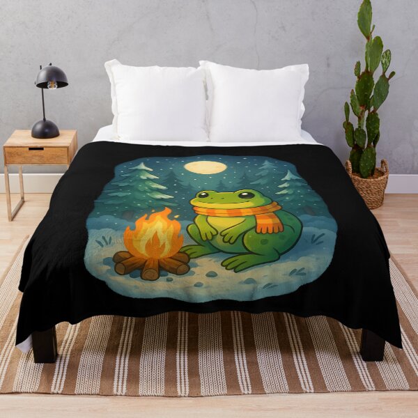 Item preview, Cute Frog Campfire Winter Night Full Moon designed and sold by k3rstman1.