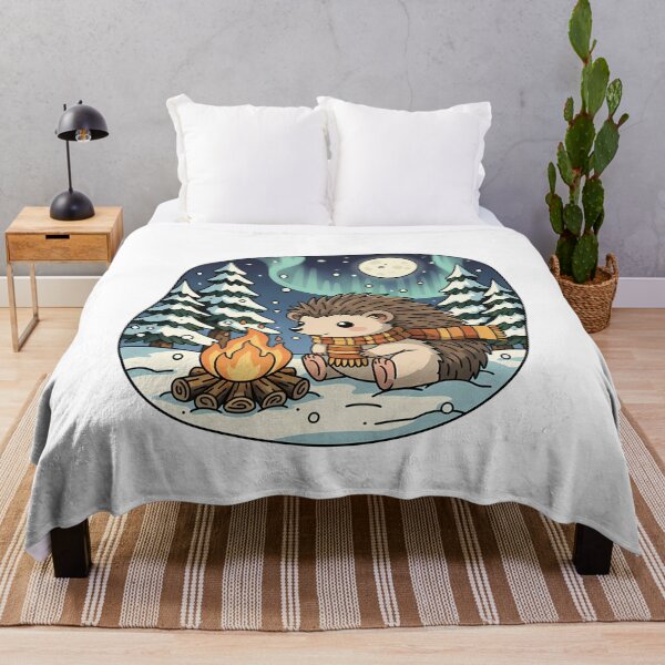 Item preview, Cute Hedgehog Winter Campfire Aurora Scene designed and sold by k3rstman1.