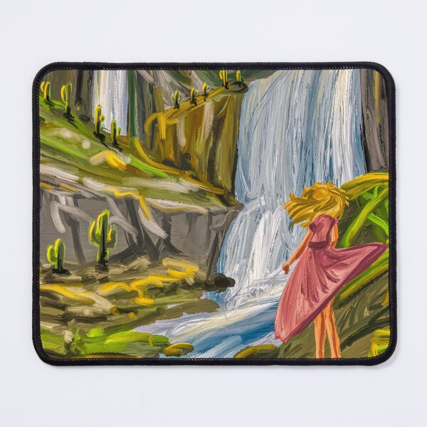 Item preview, Woman in Pink by Desert Waterfall | Digital Painting Epic Adventure Landscape designed and sold by Keltoi-art.