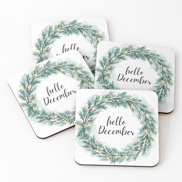Item preview, Hello December, Pine Branch Wreath Winter Monthly Calendar Sticker designed and sold by Moodune.
