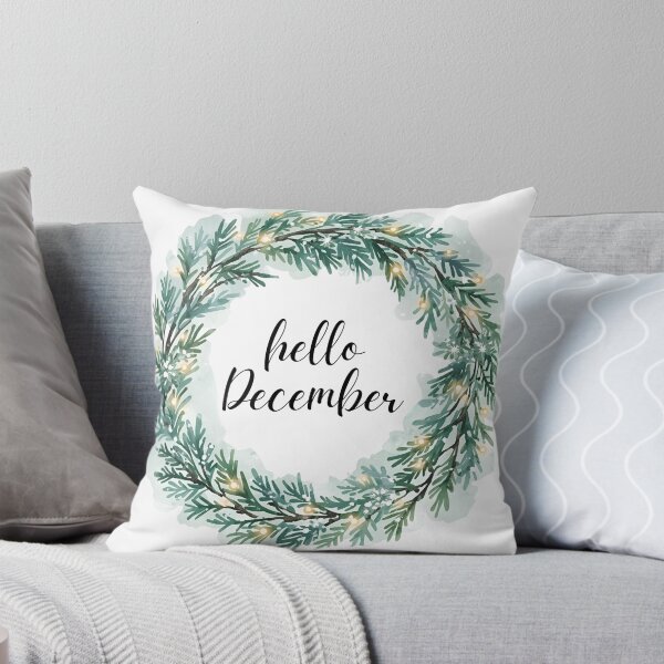 Item preview, Hello December, Pine Branch Wreath Winter Monthly Calendar Sticker designed and sold by Moodune.