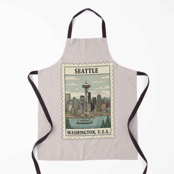 Item preview, Vintage Seattle Skyline Stamp Illustration Stamp  designed and sold by allaboutstamps.