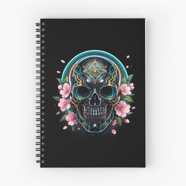 Item preview, Cyber skull with flowers designed and sold by LaNadaYFundante.