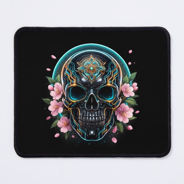 Item preview, Cyber skull with flowers designed and sold by LaNadaYFundante.