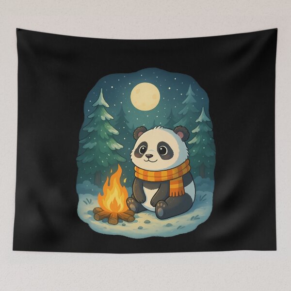 Item preview, Cute Panda Winter Campfire Night Snow designed and sold by k3rstman1.
