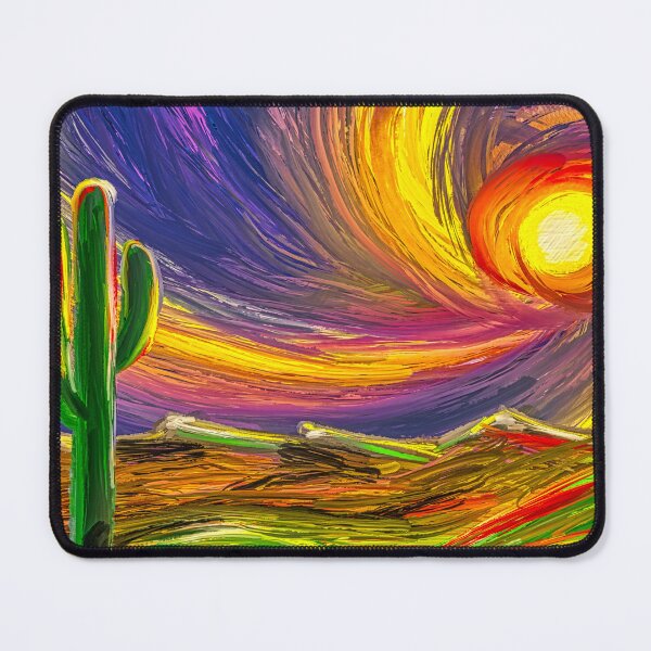 Item preview, Desert Sunset Cactus Digital Painting | Expressive Landscape Vivid Colors designed and sold by Keltoi-art.