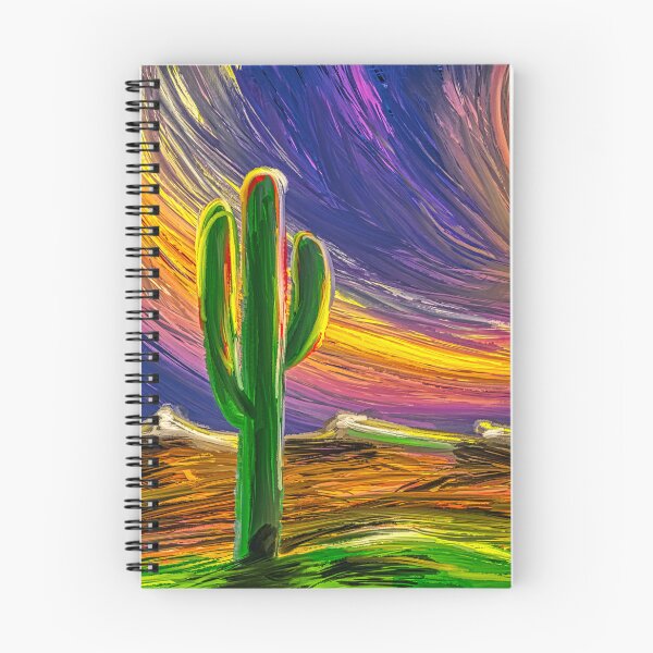Item preview, Desert Sunset Cactus Digital Painting | Expressive Landscape Vivid Colors designed and sold by Keltoi-art.