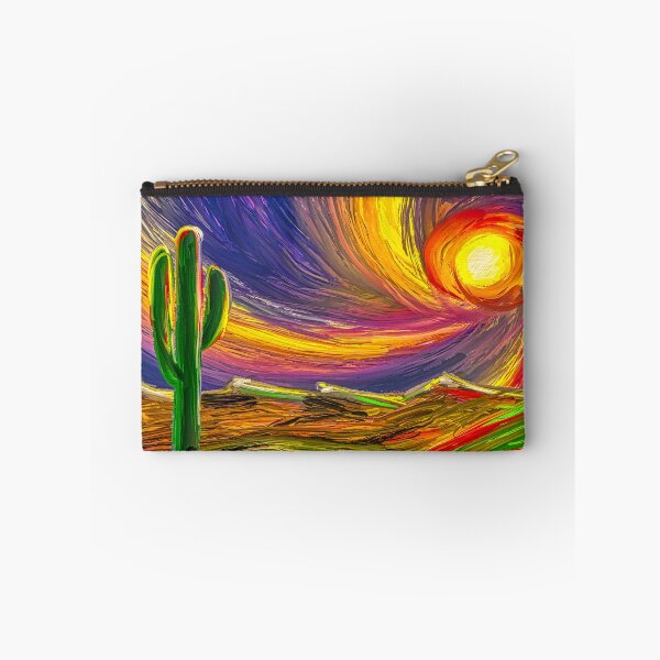 Item preview, Desert Sunset Cactus Digital Painting | Expressive Landscape Vivid Colors designed and sold by Keltoi-art.