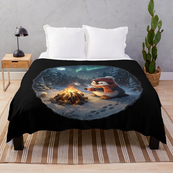 Item preview, Cute Penguin Campfire Winter Aurora Night designed and sold by k3rstman1.