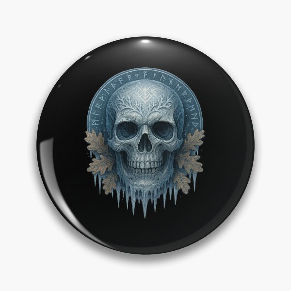 Item preview, Frozen skull with Nordic runes designed and sold by LaNadaYFundante.
