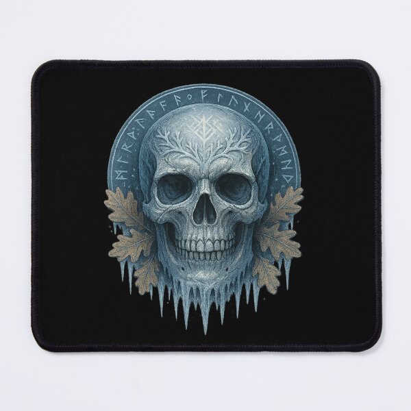 Item preview, Frozen skull with Nordic runes designed and sold by LaNadaYFundante.