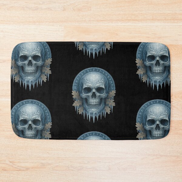 Item preview, Frozen skull with Nordic runes designed and sold by LaNadaYFundante.