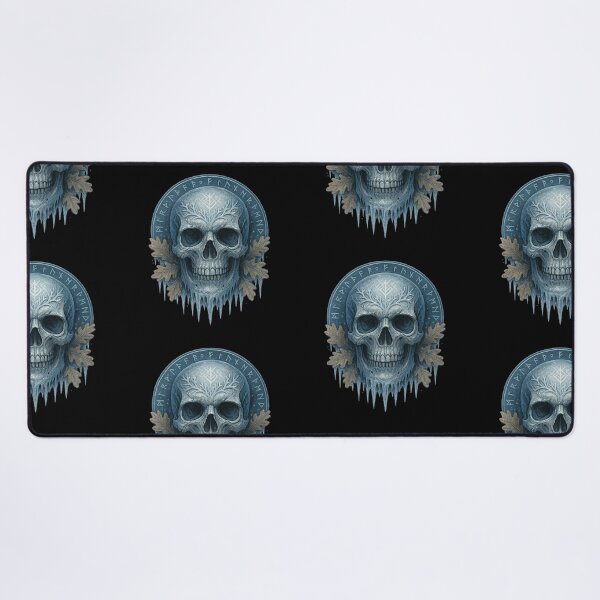 Item preview, Frozen skull with Nordic runes designed and sold by LaNadaYFundante.