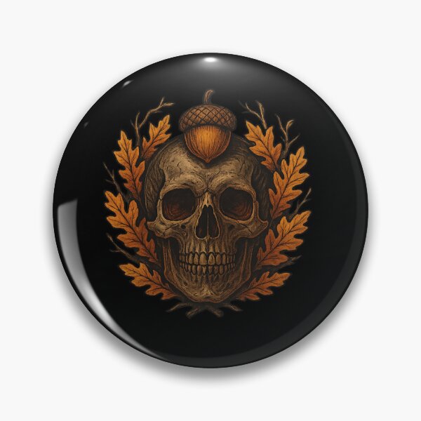 Item preview, Autumn skull with oak leaves designed and sold by LaNadaYFundante.