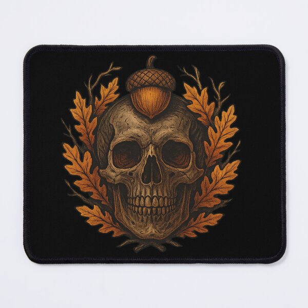 Item preview, Autumn skull with oak leaves designed and sold by LaNadaYFundante.
