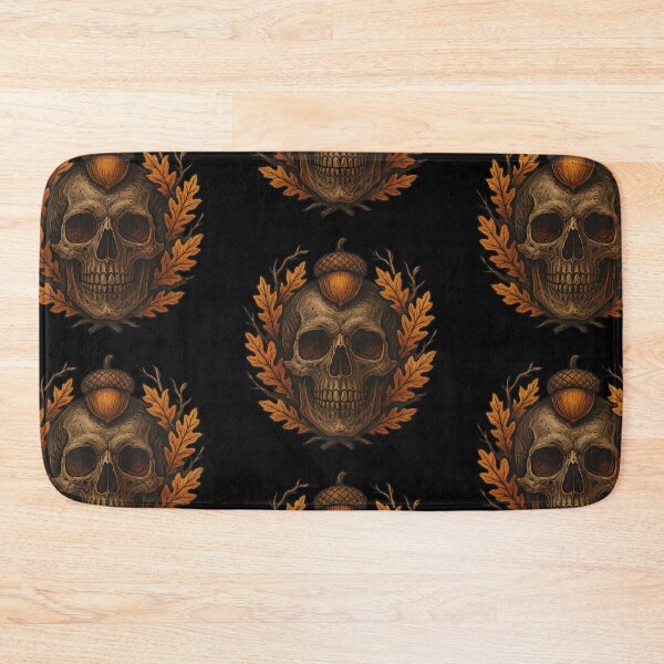 Item preview, Autumn skull with oak leaves designed and sold by LaNadaYFundante.