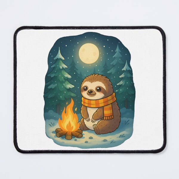 Item preview, Cute Sloth Campfire Snowy Forest Winter Night designed and sold by k3rstman1.