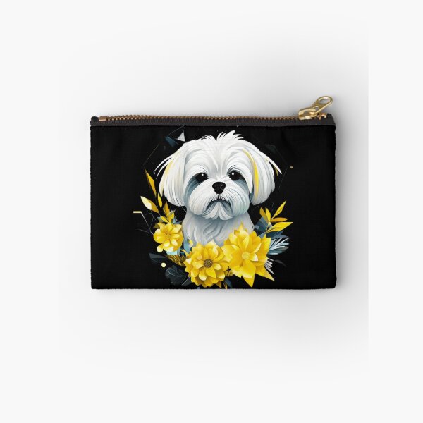 Item preview, Vibrant Geometric Maltese with Yellow Polygonal Flowers – Modern Pet Art designed and sold by Naturalite19.